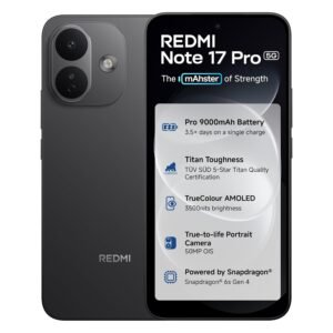 Redmi Note 17 Pro 5G (Stealth Black, 8GB RAM, 128GB ROM) | 9000mAh Battery + 67W TurboCharge* | 6.83" 12-bit TrueColour AMOLED | No.1 Care Plan | SD 6s Gen 4 | 50MP OIS Camera | Victus 2 | IP69K