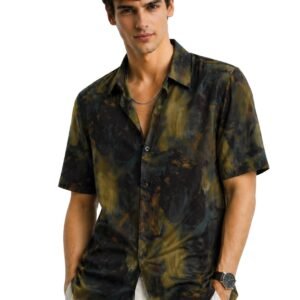 ADRO Abstract Printed Shirts for Men | Breathable Cotton Rayon Fabric | Relaxed Fit Summer Shirts | Casual Party Shirt for Men