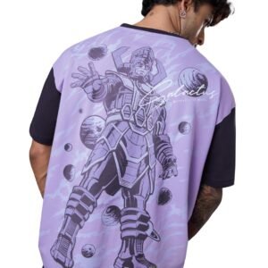 The Souled Store Fantastic Four: Galactus Men and Boys Short Sleeves Round Neck Purple Graphic Printed Cotton Breathable Lightweight All-Season Oversized T-Shirt